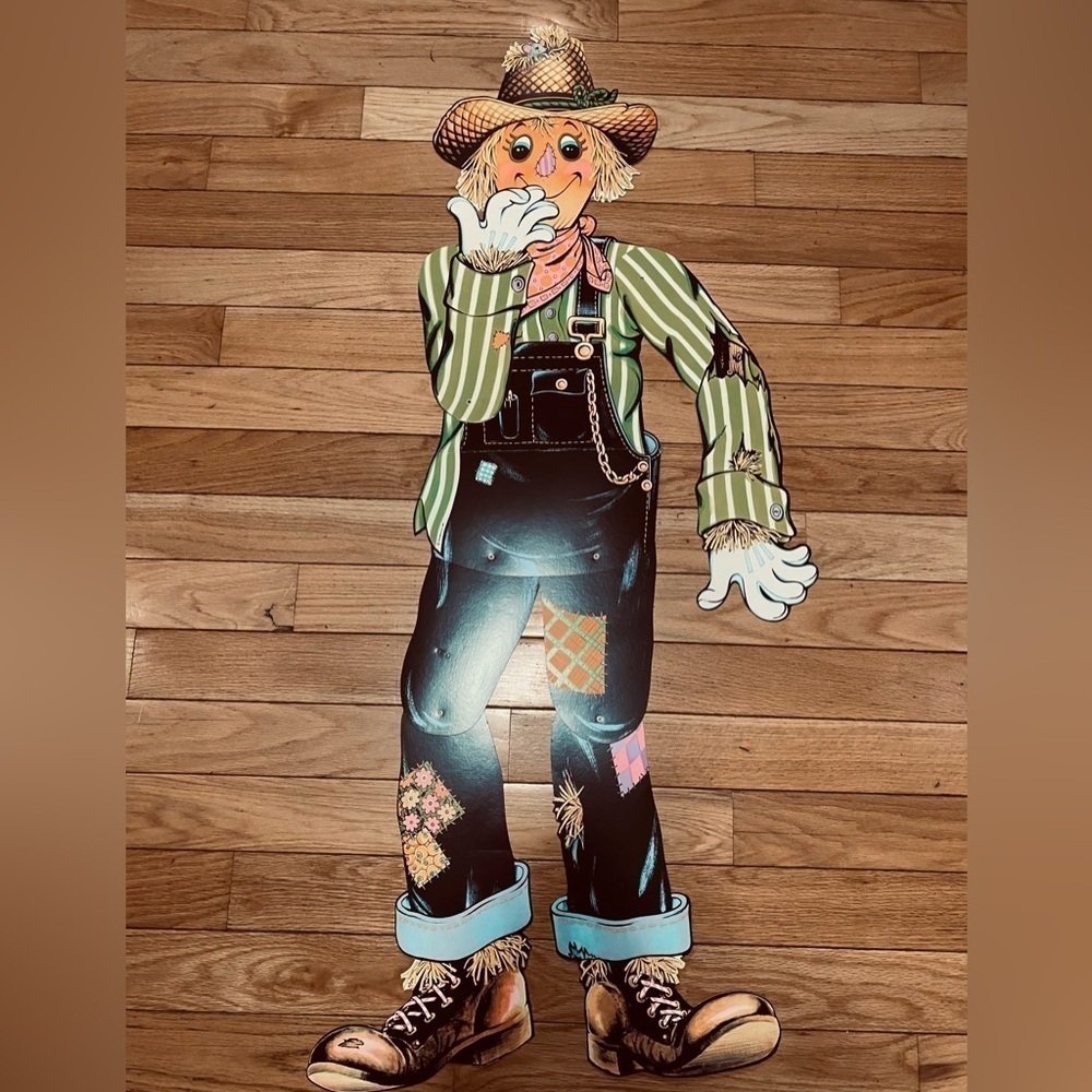 Vintage Halloween The Beistle Co Scarecrow Jointed Die Cut 1980's 51" Tall‎ EUC